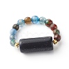 Mixed Stone Beads Finger Ring for Girl Women RJEW-JR00383-5