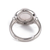 Natural Rose Quartz Round Adjustable Rings RJEW-K271-04P-09-4