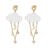 Acrylic Cloud with Moon Dangle Stud Earrings EJEW-JE06843-2