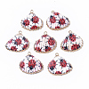 Electroplate Printed Natural Scallop Shell Pendants SSHEL-R047-04-A07-2