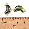 Natural Paua Shell Crescent Moon Connector Charms KK-G538-43G-3