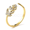 304 Stainless Steel Rhinestone Open Cuff Rings for Women RJEW-F166-24G-01-1