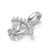 925 Sterling Silver Pave Clear Cubic Zirconia Crown Flower Pendant Bails STER-P068-03P-2