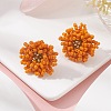 Glass Seed Braided Beaded Flower Stud Earrings EJEW-MZ00072-01-2