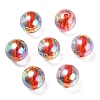 UV Plating Transparent Rainbow Iridescent Acrylic Beads OACR-F004-01E-2