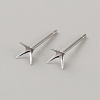 Rhomdium Plated 925 Sterling Silver Stud Earring Findings LS-STER-WH0009-15B-P-1