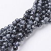 Natural Snowflake Obsidian Beads Strands GSR6mmC009-1