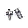Fashionable Hollow Cross Brass Micro Pave Cubic Zirconia Beads ZIRC-N002-80B-1
