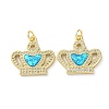 Brass Micro Pave Clear Cubic Zirconia Pendants KK-C045-01A-G-1