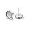 Non-Tarnish 304 Stainless Steel Stud Earring Settings LS-X-STAS-H467-08P-12mm-1