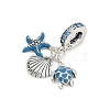 925 Sterling Silver Indicolite Rhinestone European Dangle Charms KK-P324-10P-2