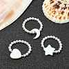 3Pcs 3 Style Natural Pearl & Shell Beaded Stretch Rings Set RJEW-TA00100-2