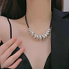 Alloy Knot Beaded Pendant Necklace with Waxed Ropes for Women NJEW-Q391-04S-2