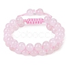 Natural  Rose Quartz Braided Bead Bracelet BJEW-SW00001-08-1