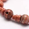 Natural Wood Lace Stone 3-Hole Guru Beads Strands G-J365-11-3