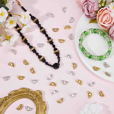 100Pcs 2 Colors Brass Crystal Rhinestone Spacer Bars ALRI-SC0001-60A-1