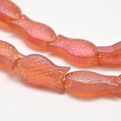 Frosted Electroplate Glass Fish Beads Strands EGLA-M001-M-1