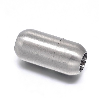 Tarnish Resistant Barrel 304 Stainless Steel Magnetic Clasps with Glue-in Ends X-STAS-D059-18C-1
