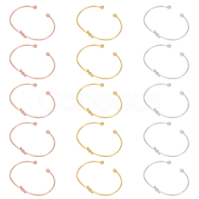 15Pcs 3 Colors Alloy Hollow Heart Open Cuff Bangles Set for Women BJEW-AN0001-57-1