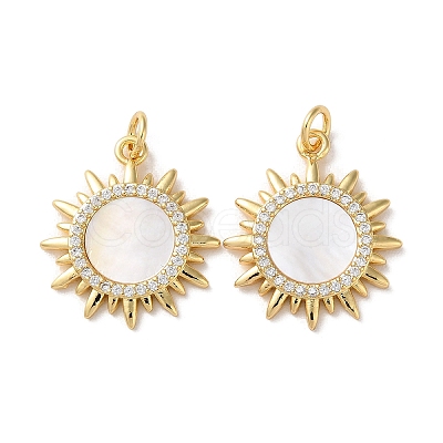 Brass Micro Pave Clear Cubic Zirconia Pendants X-KK-B083-36C-G-1