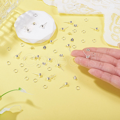 20Pcs Brass Ball Post Ear Studs KK-TA0008-98-1