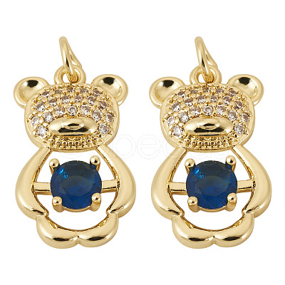 2Pcs Brass Micro Pave Cubic Zirconia Pendants KK-TA0002-81A-1