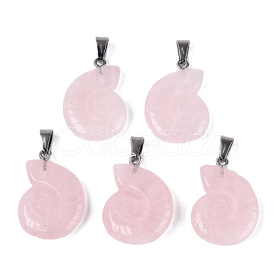 Natural Rose Quartz Pendants G-Q601-45G-1