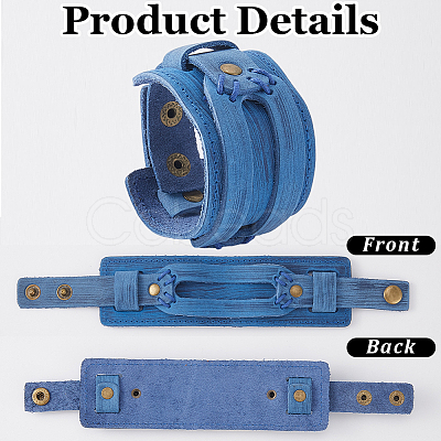 Cowhide Leather Cord Bracelets for Women Men BJEW-WH20012-04AG-03-1