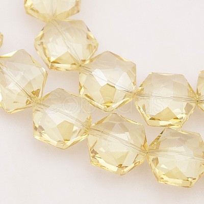 Hexagon Electroplate Full Rainbow Plated Glass Beads Strands EGLA-P015-F01-1