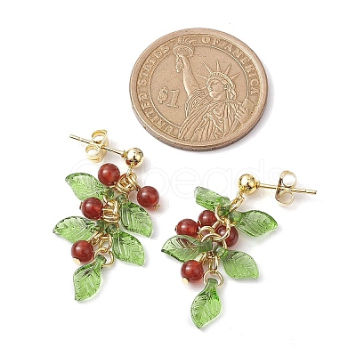 Christmas Natural Carnelian Stud Earring EJEW-TA00477-1