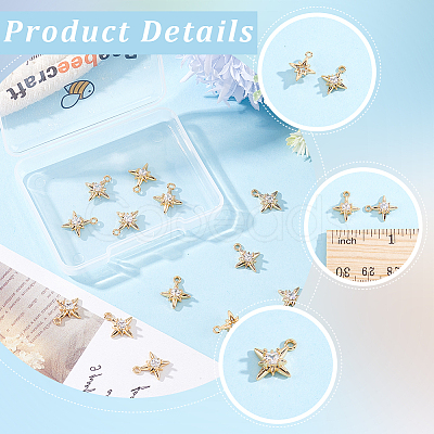 14Pcs Brass Micro Pave Cubic Zirconia Pendants KK-BBC0028-17-1
