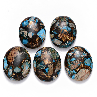 Assembled Synthetic Imperial Jasper and Bronzite Cabochons G-R457-01C-1