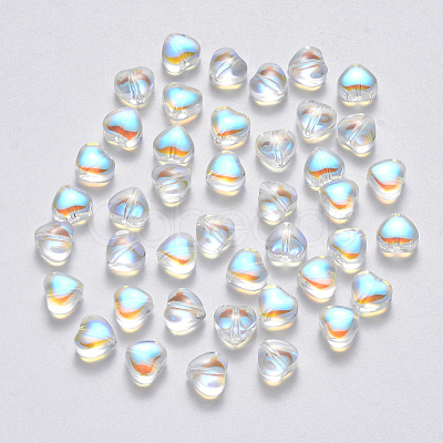 Transparent Spray Painted Glass Beads X-GLAA-R211-02-D02-1