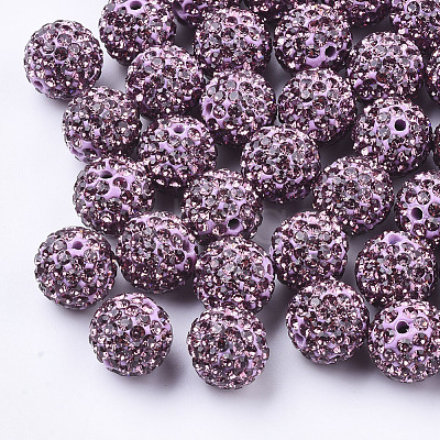 Handmade Polymer Clay Rhinestone Beads RB-S250-12mm-A27-1