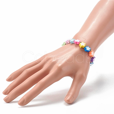 Handmade Polymer Clay Beads Stretch Bracelets BJEW-JB06560-1