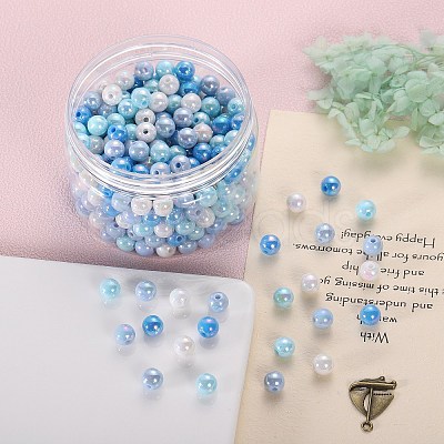 400Pcs 4 Colors Opaque Acrylic Beads MACR-SZ0001-79D-1