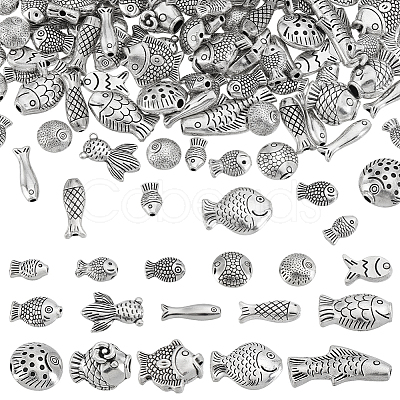 142Pcs 16 Styles Tibetan Style Zinc Alloy Beads FIND-PH0062-06-1