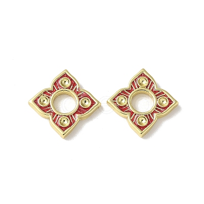 Flower Brass Enamel Beads KK-P290-11G-03-1