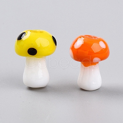 Mushroom Handmade Lampwork Beads Strands LAMP-R116-03A-1