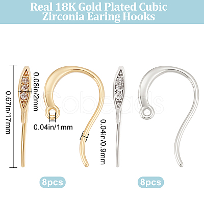 8 Pairs 2 Colors Brass Earring Hooks KK-BBC0008-12-1