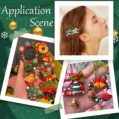 60Pcs 10 Styles Christmas Theme Oapque Resin Decoden Cabochons RESI-SC0005-65-1