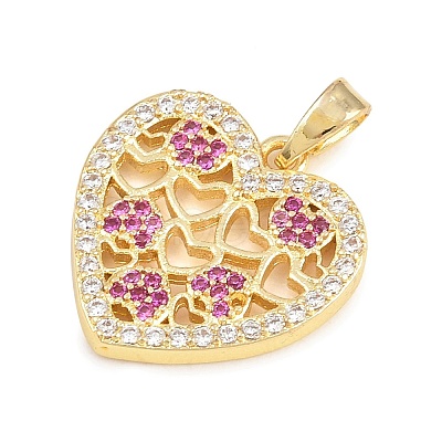 Valentine's Day Brass Micro Pave Cubic Zirconia Pendants KK-T086-01B-1