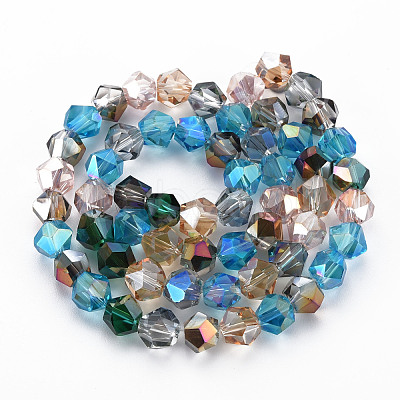 Electroplate Transparent Glass Beads Strands EGLA-T008-21-1