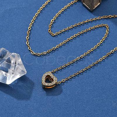 304 Stainless Steel Crystal Rhinestone Pendant Cable Chain Necklaces for Women NJEW-C062-01G-G-1