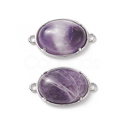 Platinum Plated Brass Amethyst Links connectors X-G-F339-B10-1