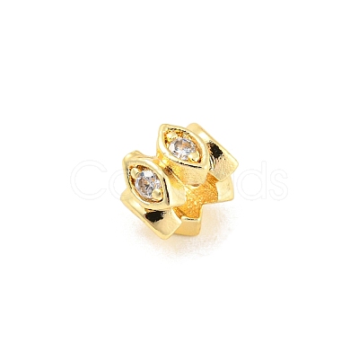 Rack Plating Brass Micro Pave Cubic Zirconia European Beads ZIRC-F140-03G-A-1