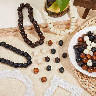 Globleland 400Pcs 4 Colors Wood European Beads WOOD-GL0001-15-1