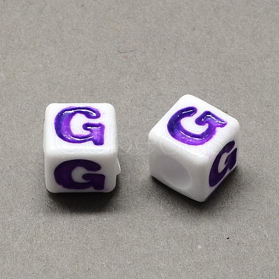 Large Hole Colorful Acrylic Letter European Beads SACR-Q104-02G-1