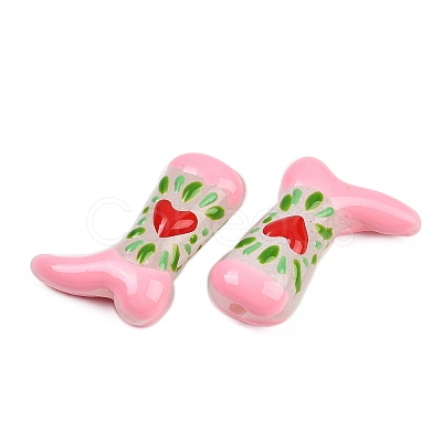 Boot Baking Paint Glass Enamel Beads LAMP-C020-02D-1