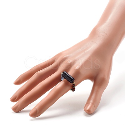 Mixed Stone Beads Finger Ring for Girl Women RJEW-JR00383-1